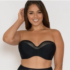 NWT Curvy Kate Sheer Class Bandeau Bikini top with detachable straps 38K US